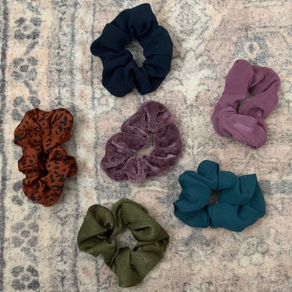 Set of Six Colorful Scrunchies
